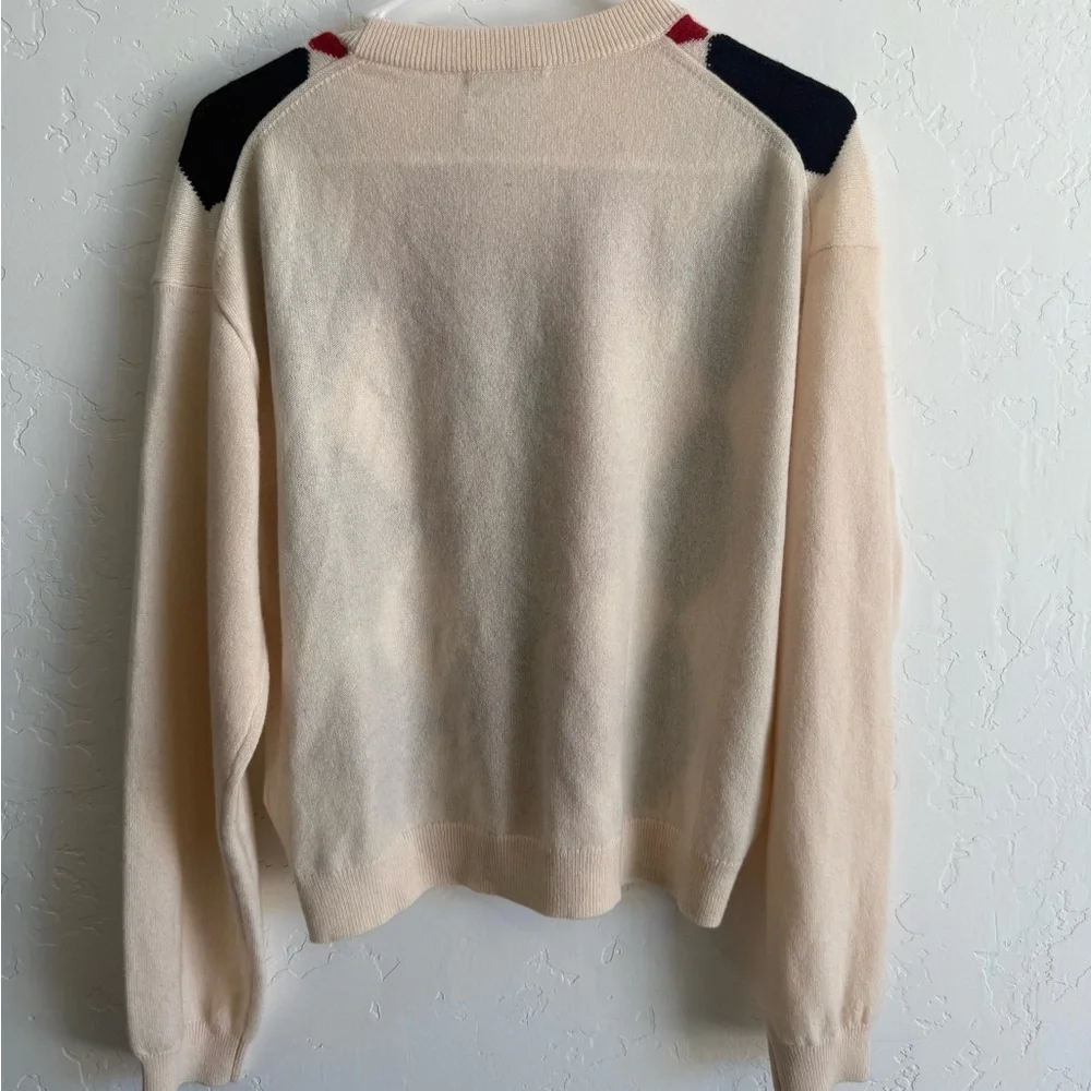 NWOT J Crew Perfect cashmere crewneck sweater in argyle size M